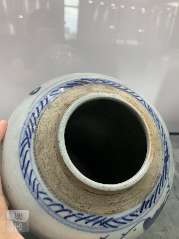 清中期青花山水楼阁纹罐 - 图8